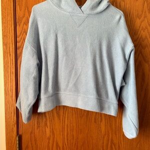 PINK Victoria's Secret Light Blue Ribbed Hooded Top